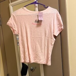 Soft pink breakfast in bed graphic shirt